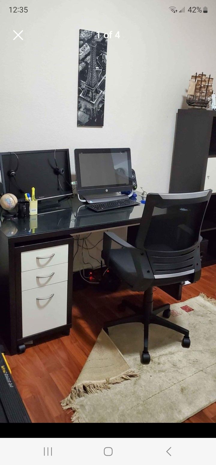 Ikea Desk and Bookcase for Home Office