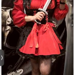 Pirate Halloween Custom With Wig and Tulle Petticoat/ Like New 