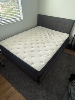 Queen Bed Set: Storage Frame + Hybrid Mattress