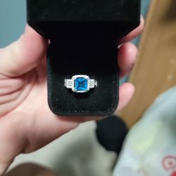 Size 6 Lake Blue Topaz Sterling Silver Ring 