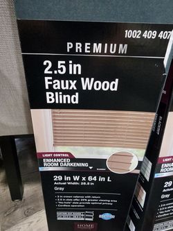 29"W x 64"L Faux wood window blinds  Gray