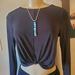 🔥HUGE SALE Handmade aqua glass and amazonite stone Pendant Necklace