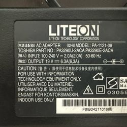 Toshiba PA-1121-08 - 120W 19V 6.32A AC Adapter Includes Power Cable
