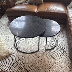 Marble top nesting coffee tables set