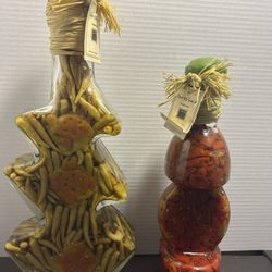 Vintage Art for the Table Chili Pepper Vinegar Bottles Lot of 2 Decorative