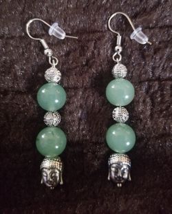 Budda Jade Color Bead Earrings