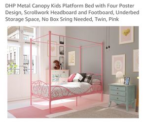 Twin size canaopy bed frame and mattress