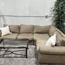 Pottery Barn Sectional Sofa Couch - L Shape - 3pcs - Beige - Cleaned - Comfy - Delivery Available