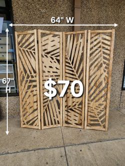 4 panels wood room divider (64"W×67"H)