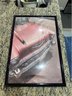 Framed Vintage Classic Car Chevrolet Wall Art 17x25