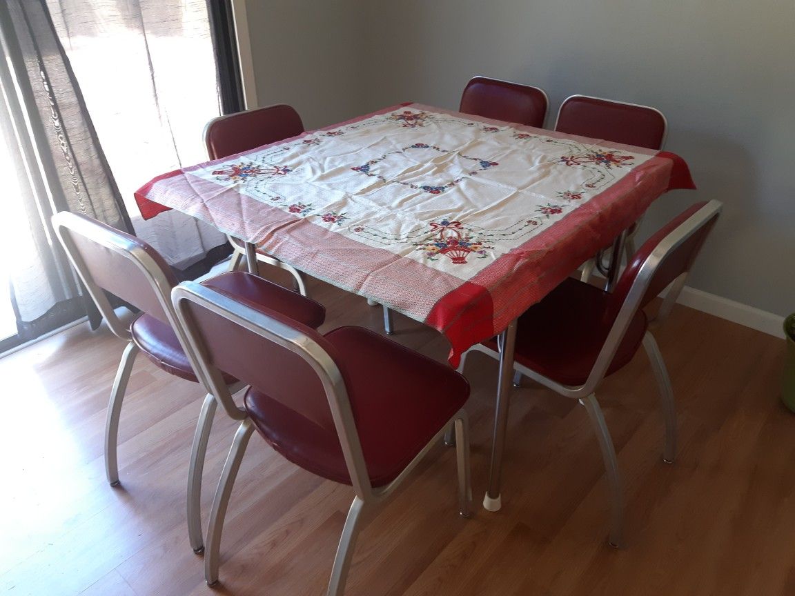 Vintage Retro Early 50s Mid Century Fomica Dining Table 6 Chairs MCM