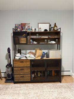 Large Brown Shelf with cabinets