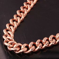 Rose gold stainless steel Cuban link chain
