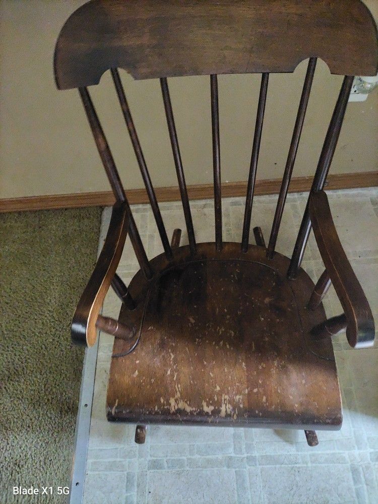 Antique Solid You G Child Rocking Chair