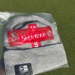 cross, Gray, And Red Supreme Beanie