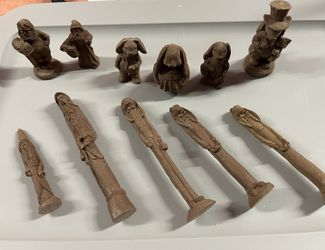 Vintage 1990’s Unpainted Craft Pecan Resin Figurines