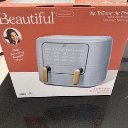 Beautiful 9 QT TriZone Air Fryer, Cornflower Blue by Drew Barrymore