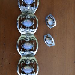Vintage Sterling Silver Bracelet And Earing Set