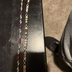 Two Bracelets That Are 925 With Real Diamond And Stones