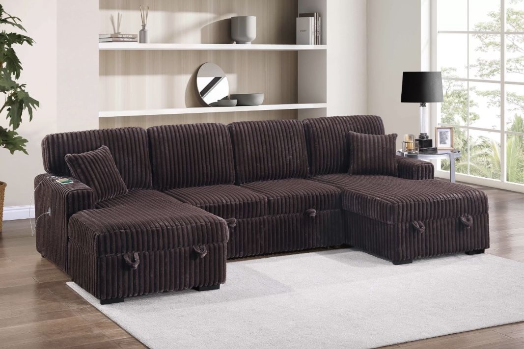 Corduroy Sectional Sleeper Sofa 