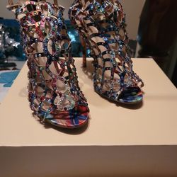 Multicolored Heels.  Beautiful.   Size 9. $15