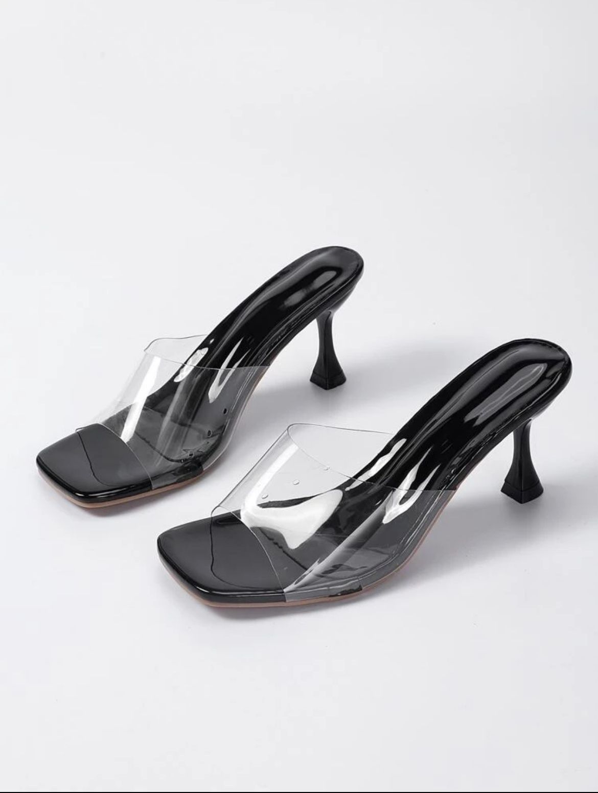 Clear Black Heels