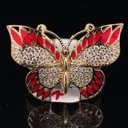 14KT Yellow Gold CZ Butterfly Ring 4.10g Size 7 182618/3