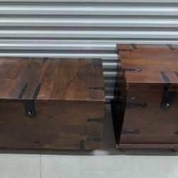 Pair Of Wooden Trunks