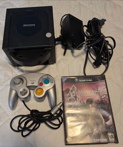 Nintendo GameCube Black Console With Cables & Resident Evil Game