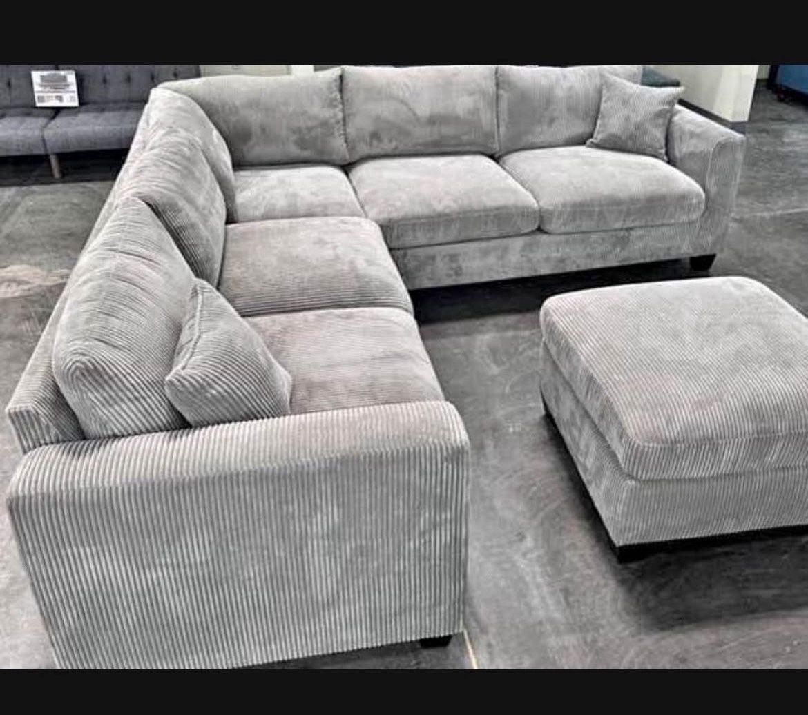 New! Super Comfy! Soft Touch Sofa Sectional!! FREE XL OTTOMAN!!!