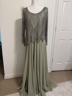 Sage Green Beaded Formal Evening Gown