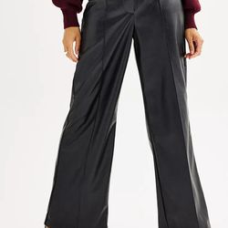 NWT Women's Nine West Pleated Faux Leather Trousers.