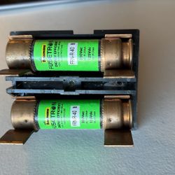 Bussmann Fusetron FRN-R-40 dual-element time-delay fuses.  
