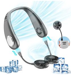 2023 Upgrade Portable Neck Fan, 6000mAh Battery Hand Free Neck Fan, Bladeless Cooling Personal Neck Fan with 4 Air Outlet, 3 speed, Over 18H Working T