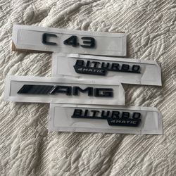 C43 AMG BITURBO 4MATIC Rear Star Emblem Black Badge Set for Mercedes W205 SEDAN