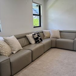 Large Leather Sectional Sofa w/ Recliners – 5 Pieces, Configurable (12’ x 7’)