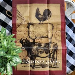 Farm Animals Garden Flag Cow Lamb And Rooster 