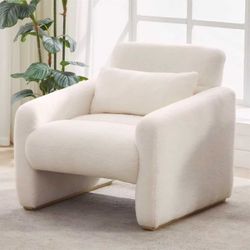 33" Accent Chair - Upholstered Armchair for Living Room, Soft Chenille Fabric,  Creamy Cloud Fabric