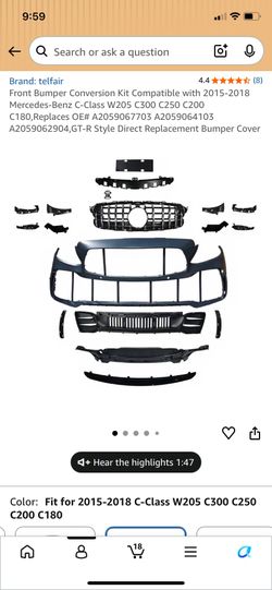 Front Bumper Conversion Kit Compatible with 2015-2018 Mercedes-Benz
