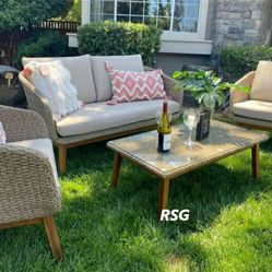 Outdoor, Garden, Patio Furniture Conversation Set; Loveseat, Coffee Table, 2 Chairs ⭐ No Needed Credit Check 💛 $39 Down Payment with Financing2058