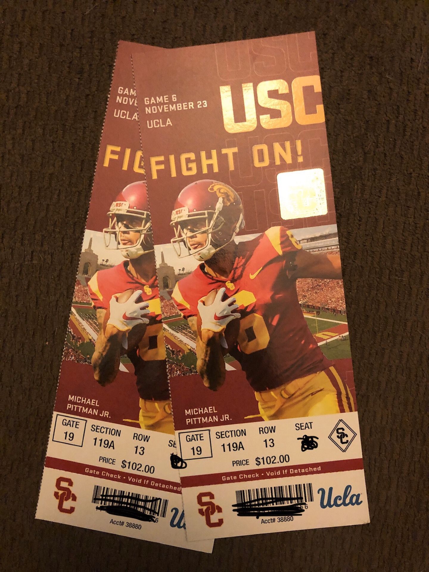 USC Trojans v ucla 11/23/19 (2tix) $280