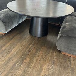 Black 60” Round Dining Table