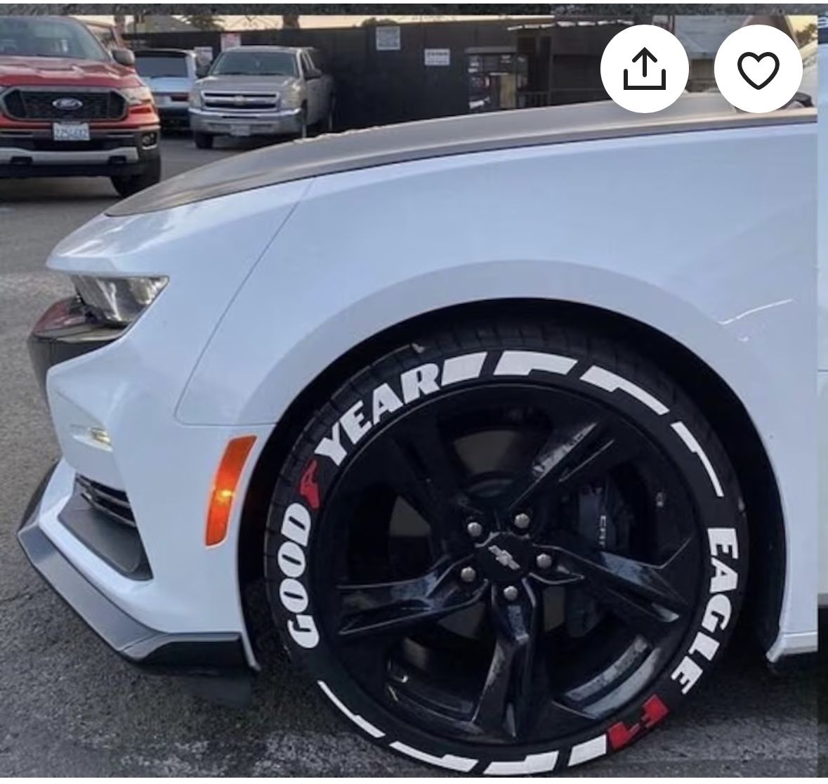 GOODYEAR EAGLE F1 Permanent Tire Lettering + Strips 15" to 22" 1.00'' Tire Letter Tire Decals 16 sets + Glue Tyre Sticker Car Wheel Decals