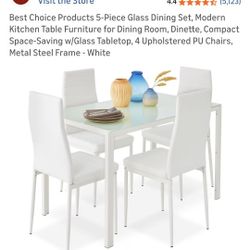 Glass Top Table And 4 Chairs 