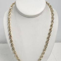 10kt Gold Hollow Rope Chain 18G 22"