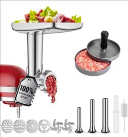 Stainless Steel Meat Grinder for KitchenAid Mixer, Meat Grinders, Sausage Stuffer, Burger Press, For Kitchen Aid Meat Grinder Attachment for KitchenAi