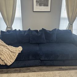 Blue Chenille Corduroy Couch  