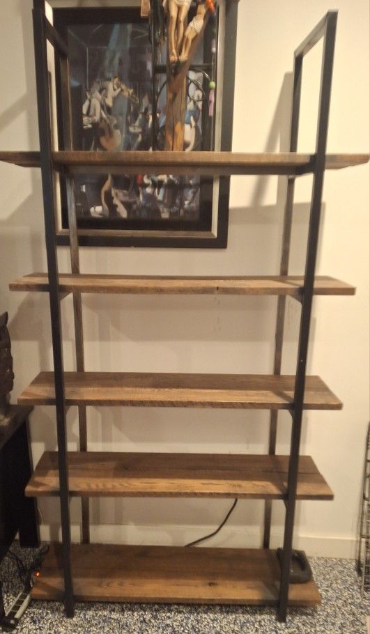 7ft Wood And Metal Shelf $75 Heavy