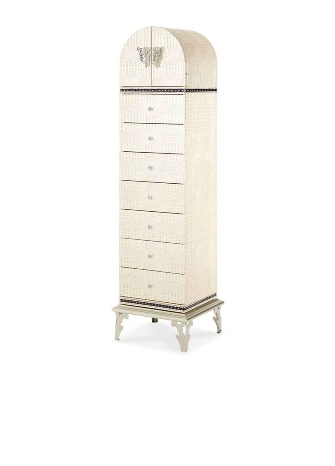 Hollywood Swank Upholstered Swivel Lingerie Chest In Crystal Croc Hollywood Swank Collection By AICO Furniture