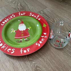 Milk And Cookies For Santa Plate Cup Christmas Holiday